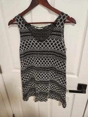 Source Unknown Black and White Crochet Swim Coverup
